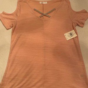Salmon pink color shirt with cute Gemstone accent